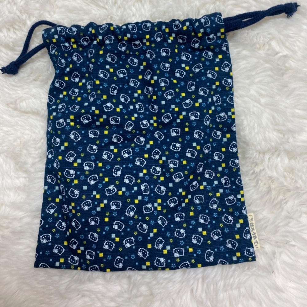 Sanrio Tokyo Japan 2002 Hello Kitty Drawstring Cloth Pouch Bag 8.5" Kawaii 2313